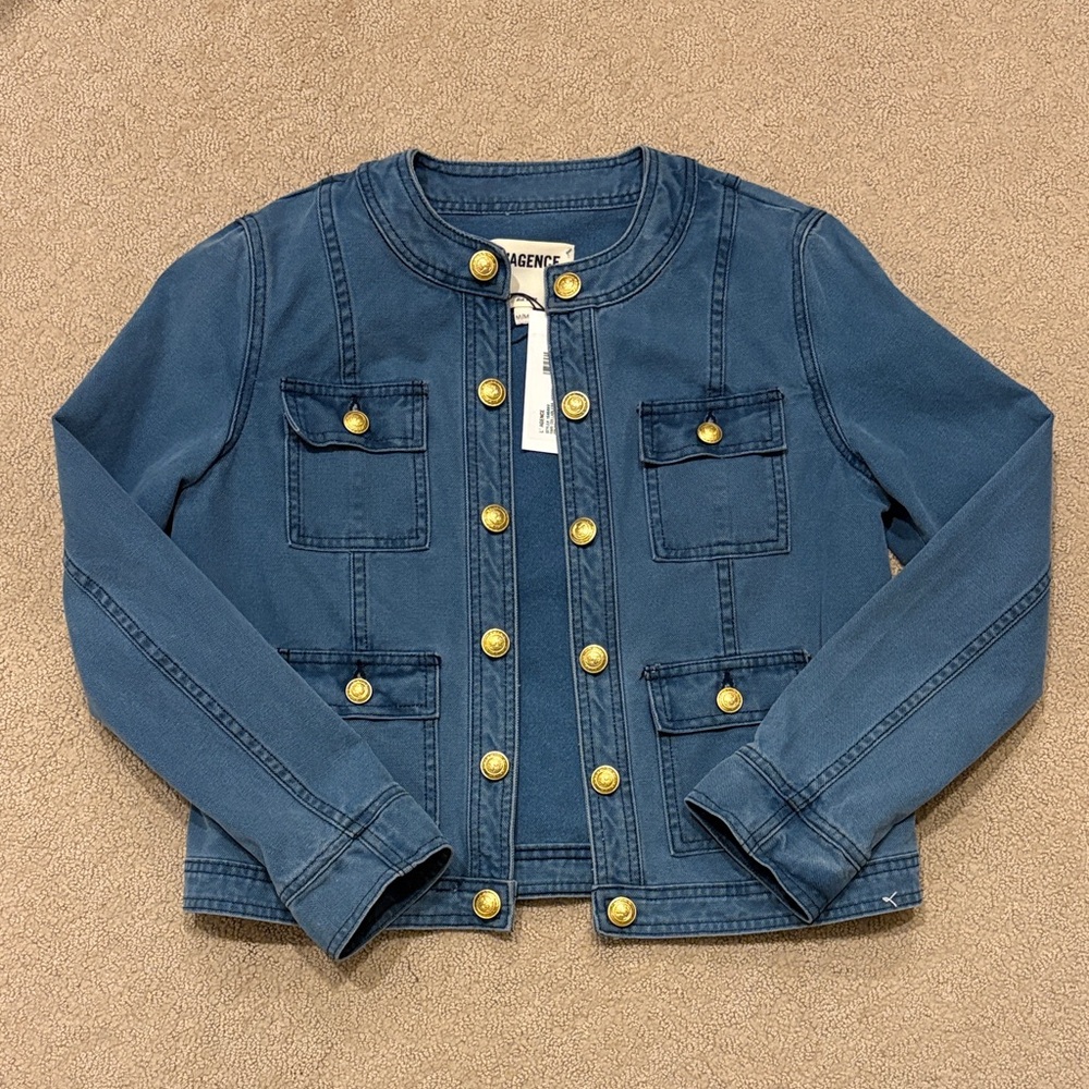 L’Agence Yari Blue Denim Jacket La Jolla Size Medium NWT